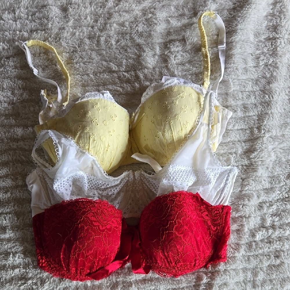 Elegant Lace Intimates Set - Red and Yellow